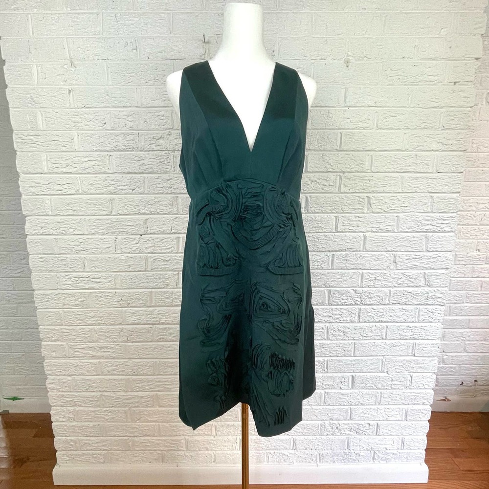 Tibi Silk Dark Green Mini Dress 4